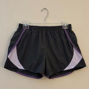 Nike Women's Gray and Purple Athletic Shorts